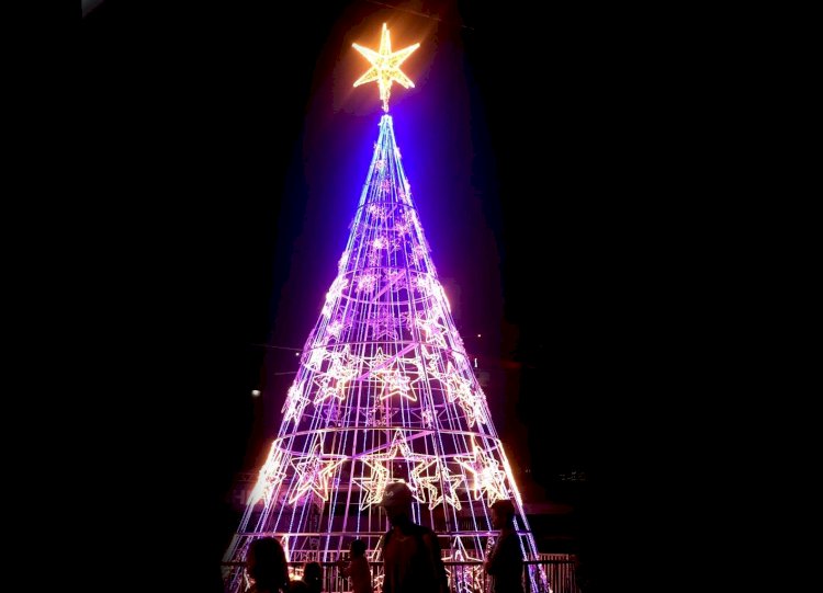 Cerimônia e o acender das luzes da árvore de Natal é marcado por emoções